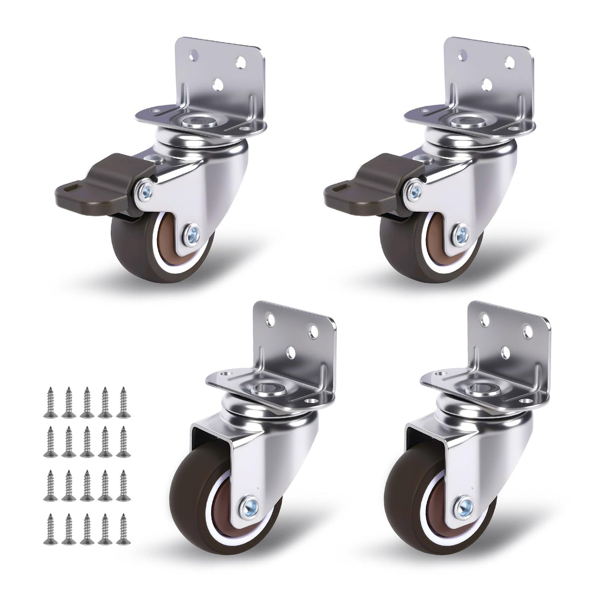 1" Low Profile Caster Wheels Set of 4 D7758