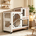 2 Story Wood Rabbit Hutch with Wheels G990154