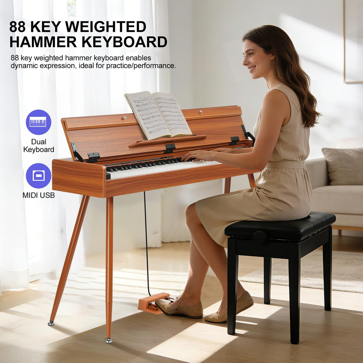 88 Key Weighted Hammer Action Digital Piano with MIDI R34498