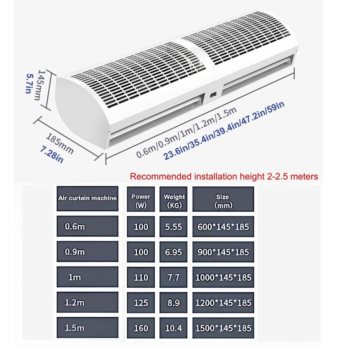 Outdoor Air Curtain Machine with Large Air Volume, 2 Speed and Wind Direction Adjustable S252380