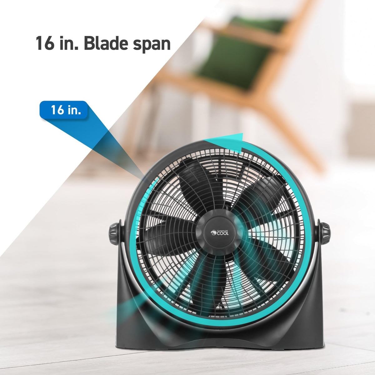 16 Inch High Velocity Floor Fan, Black H598064