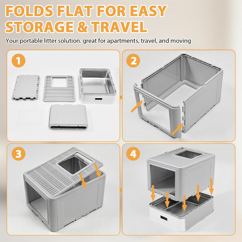 XL Stainless Steel Cat Litter Box with Drawer I75208