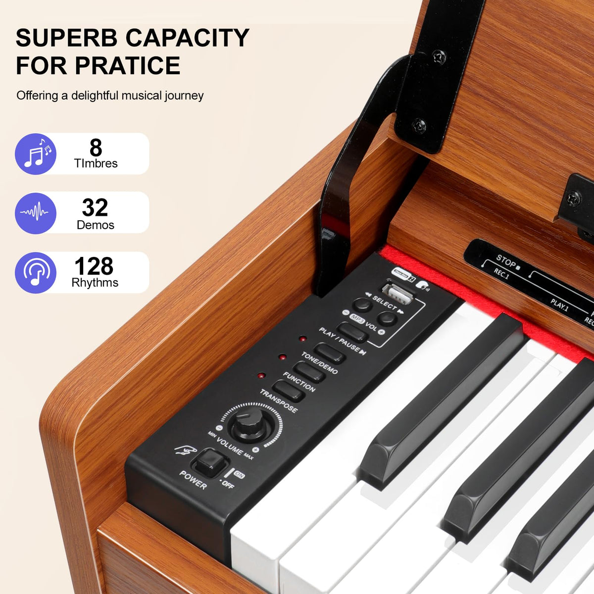 88 Key Weighted Hammer Action Digital Piano with MIDI R34498