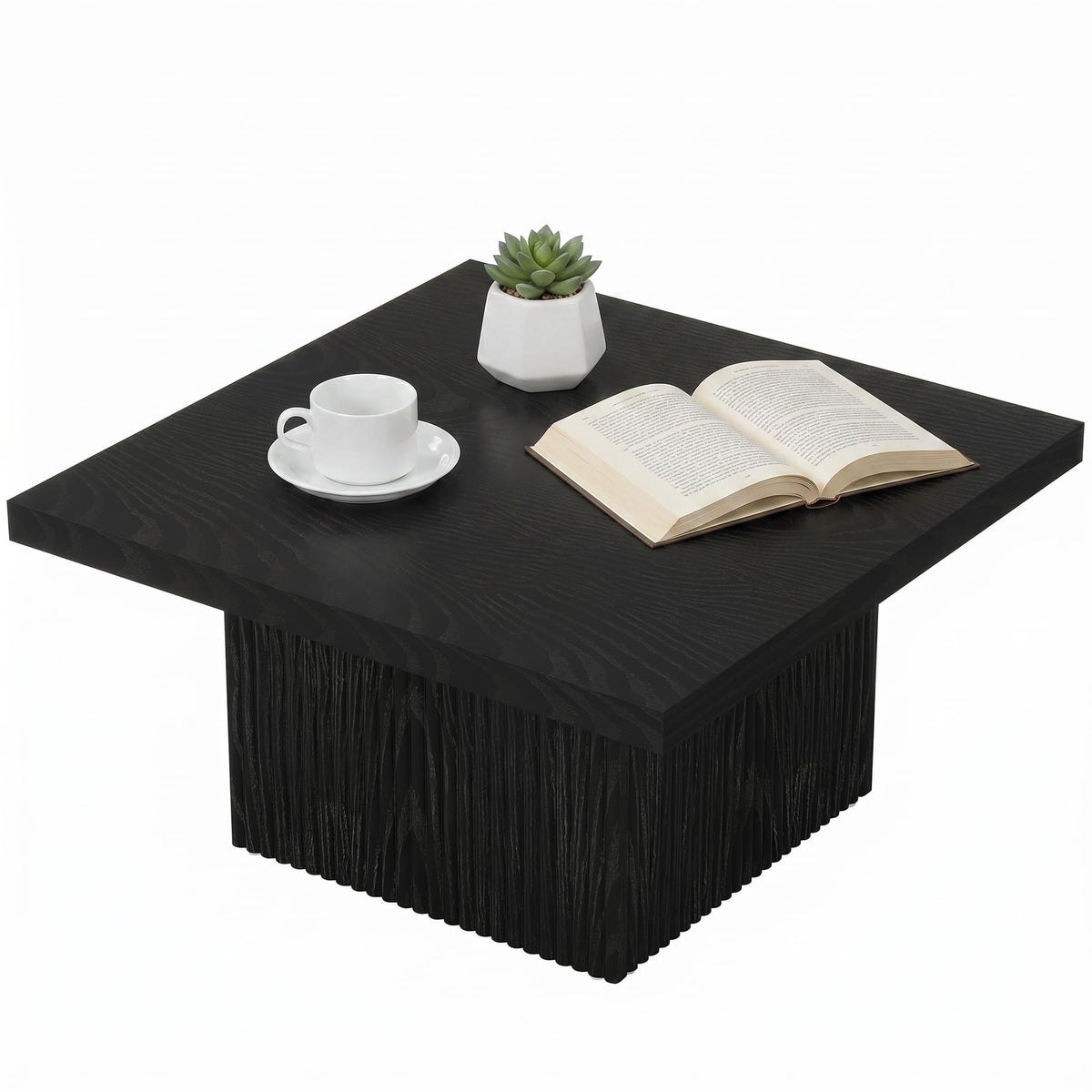 31.5" Square Fluted Wood Coffee Table A958