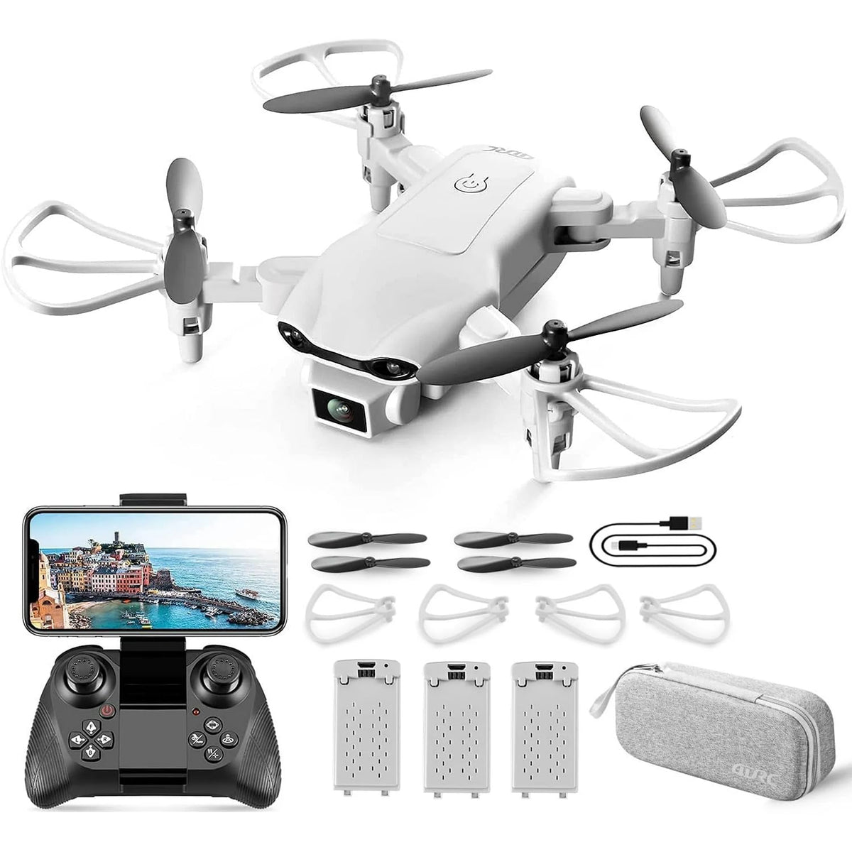 Mini Drone with 1080P HD Camera, 3 Batteries, Gray W600278