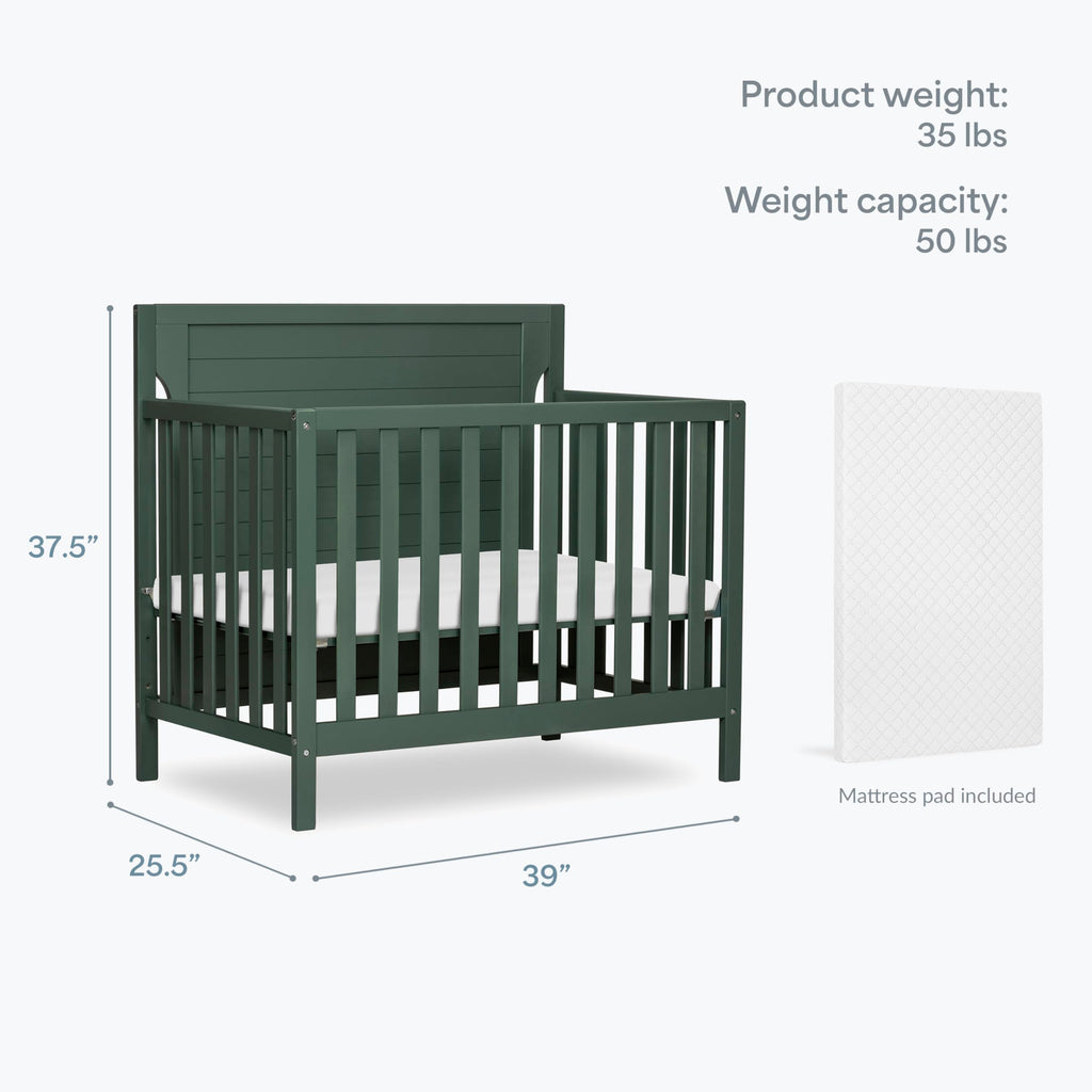 4-in-1 Convertible Mini Baby Crib with Mattress Pad B5778