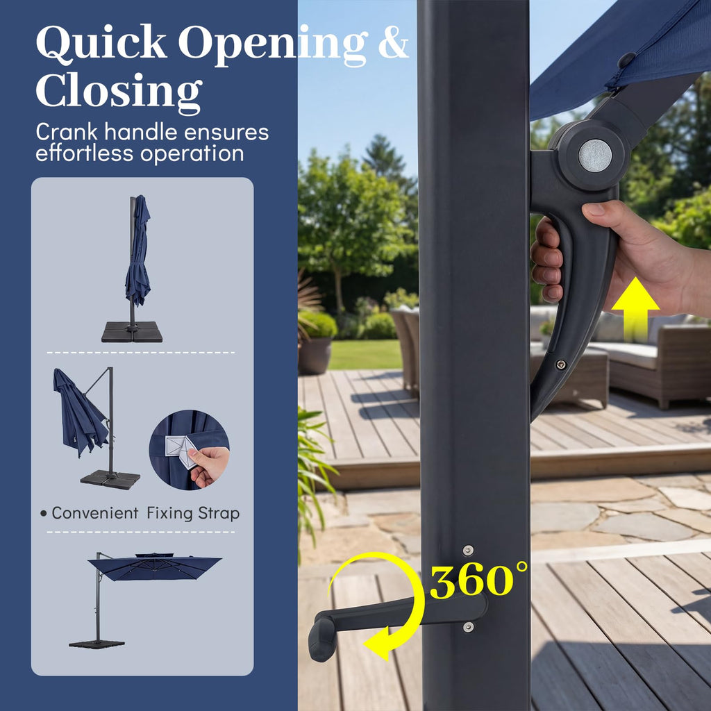 10 FT Navy Blue Cantilever Patio Umbrella X849882