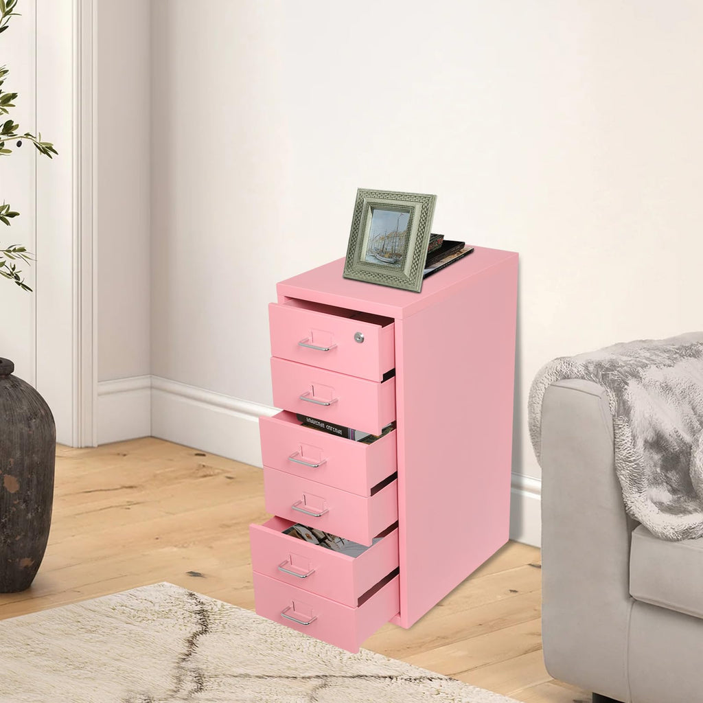 6 Drawer Lockable Metal Mobile File Cabinet with 4 Wheels N33641