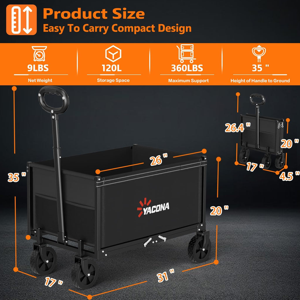 Foldable Heavy Duty Utility Wagon Cart with Wheels G60677