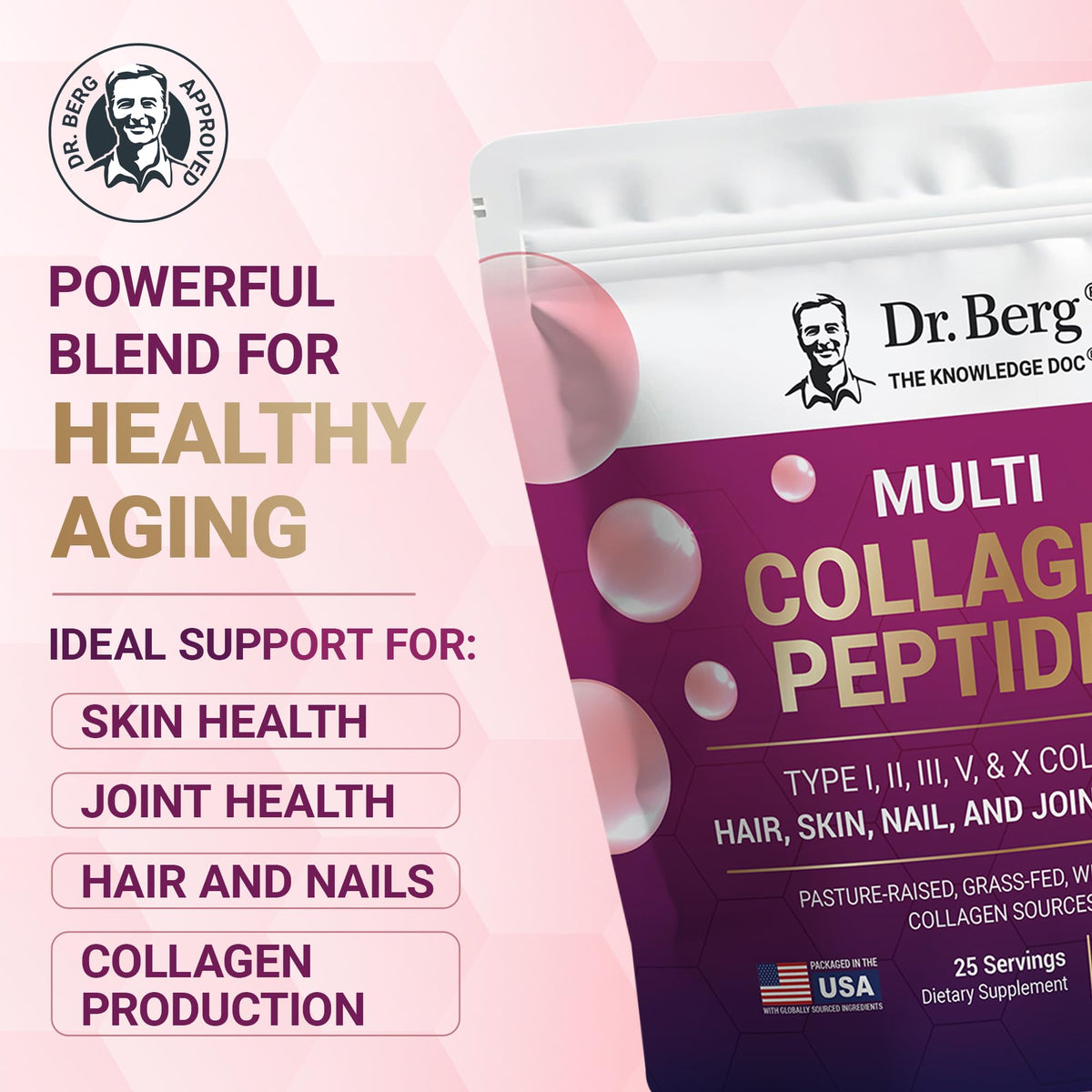 Unflavored Multi Collagen Peptides Powder 25 Servings J4686