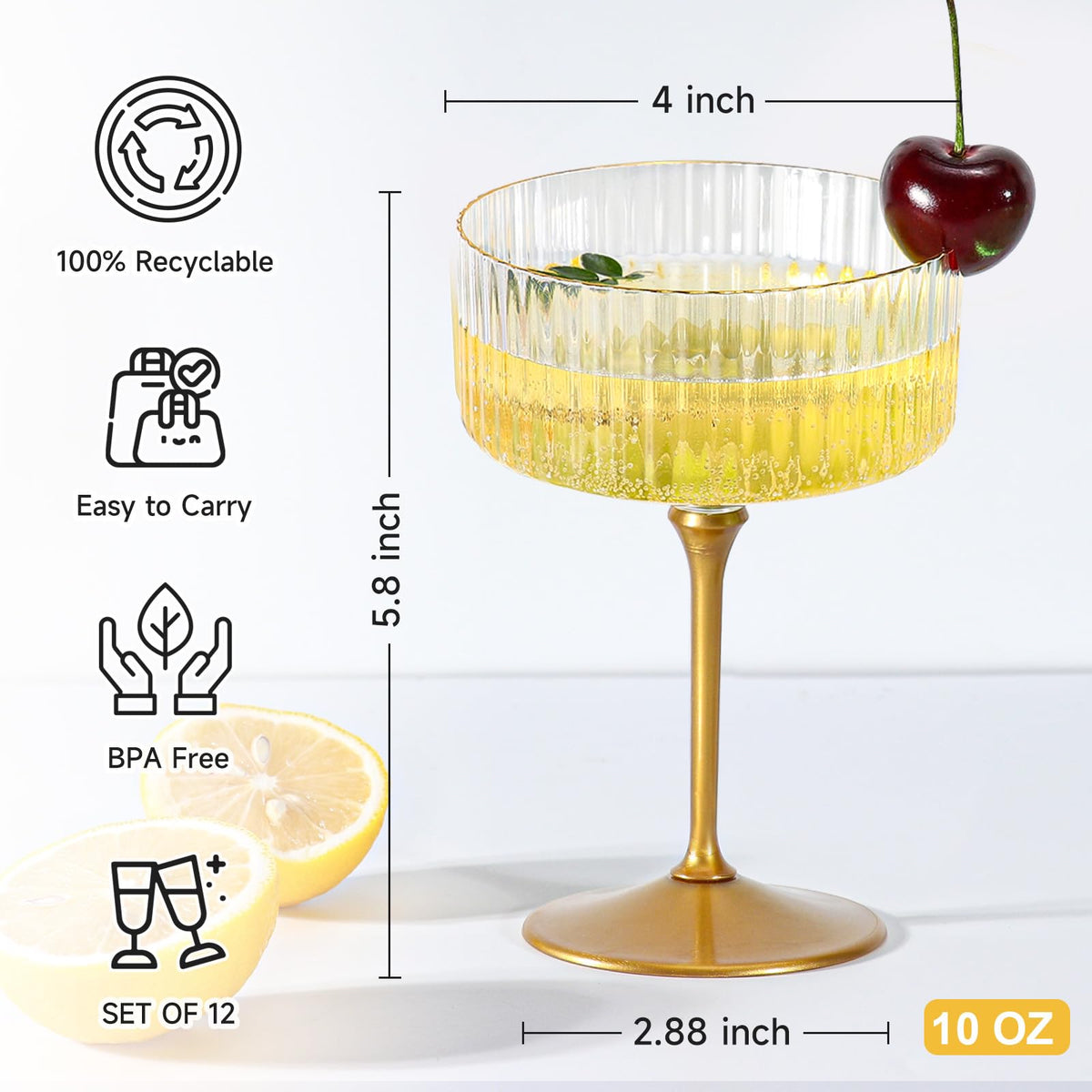 24 Pcs 9 Oz Champagne Martini Glasses Set J52837