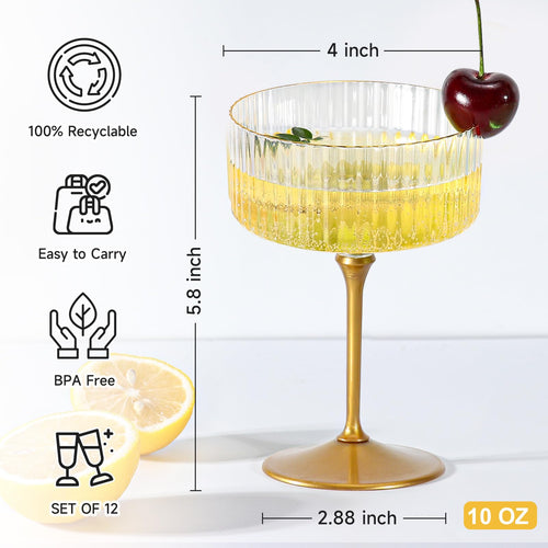 24 Pcs 9 Oz Champagne Martini Glasses Set J52837
