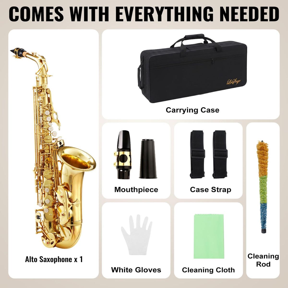 Alto Saxophone E Flat Starter Kit Gold H5813
