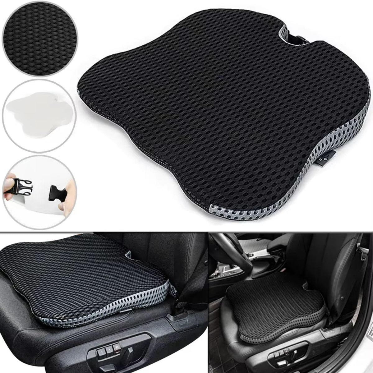 Grey Memory Foam Car Seat Booster Cushion W3094