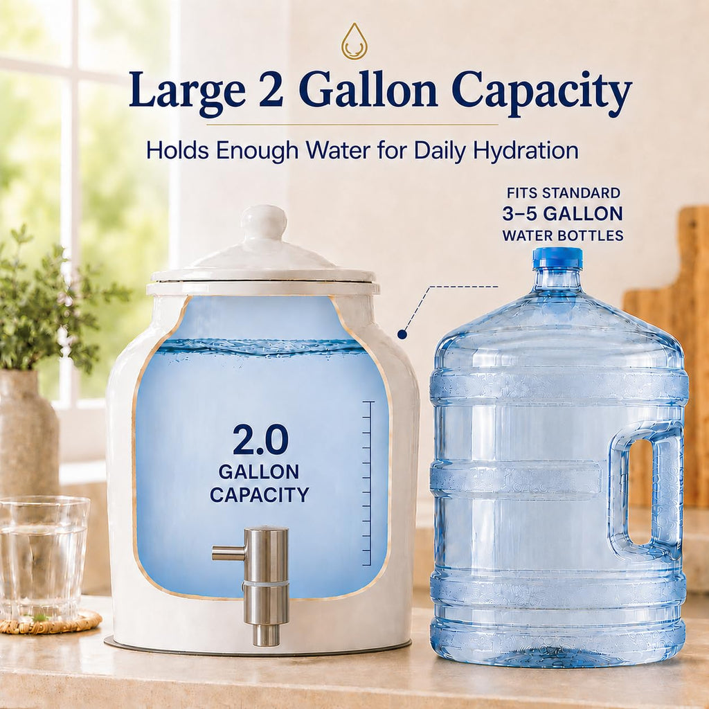 Ceramic Crock Water Dispenser with Stainless Faucet U906