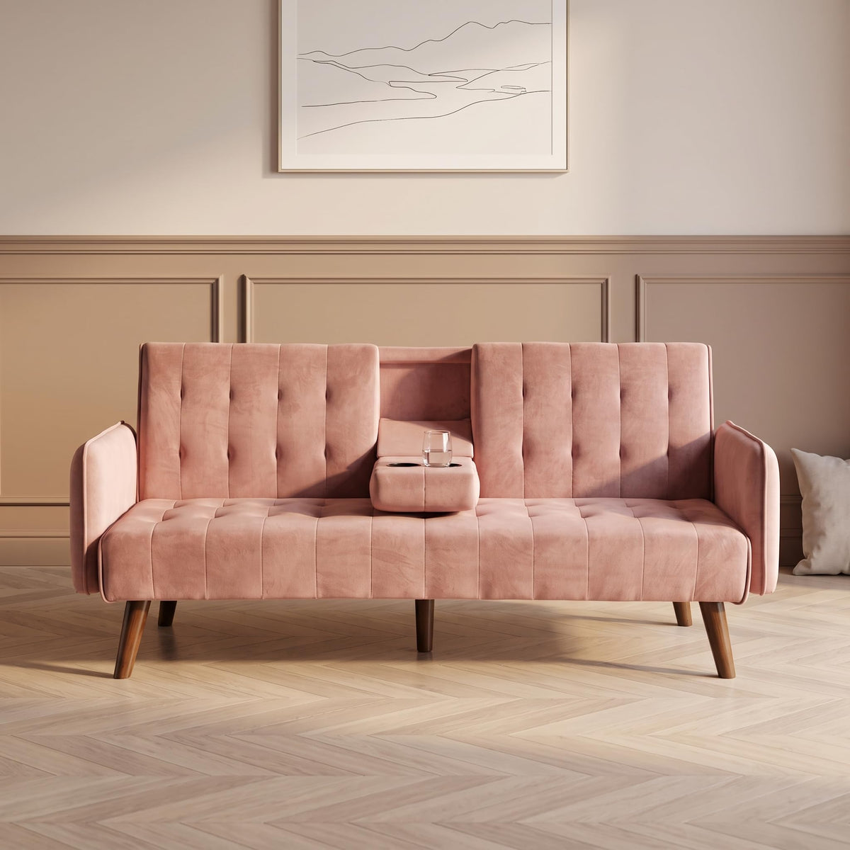 Pink Convertible Sleeper Sofa I326