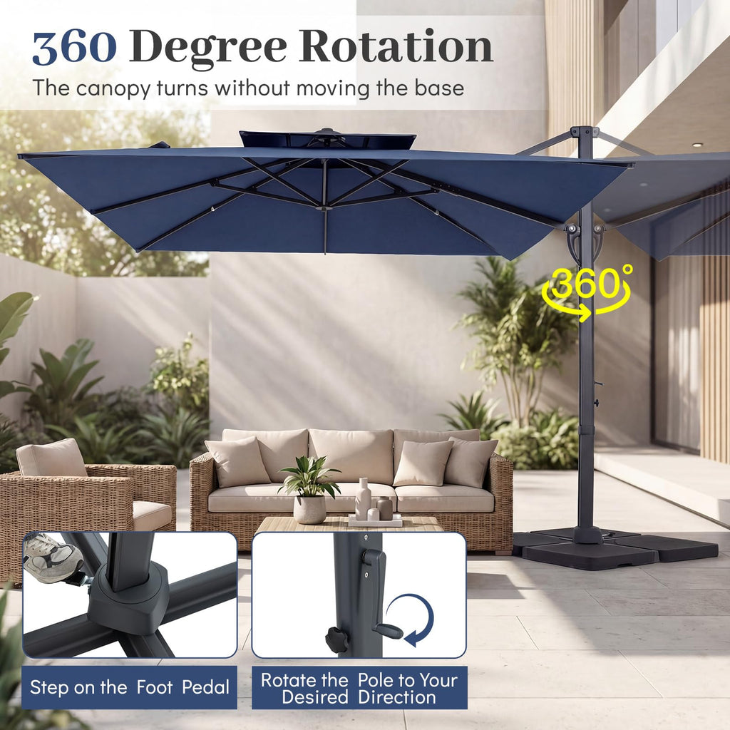 10 FT Navy Blue Cantilever Patio Umbrella X849882