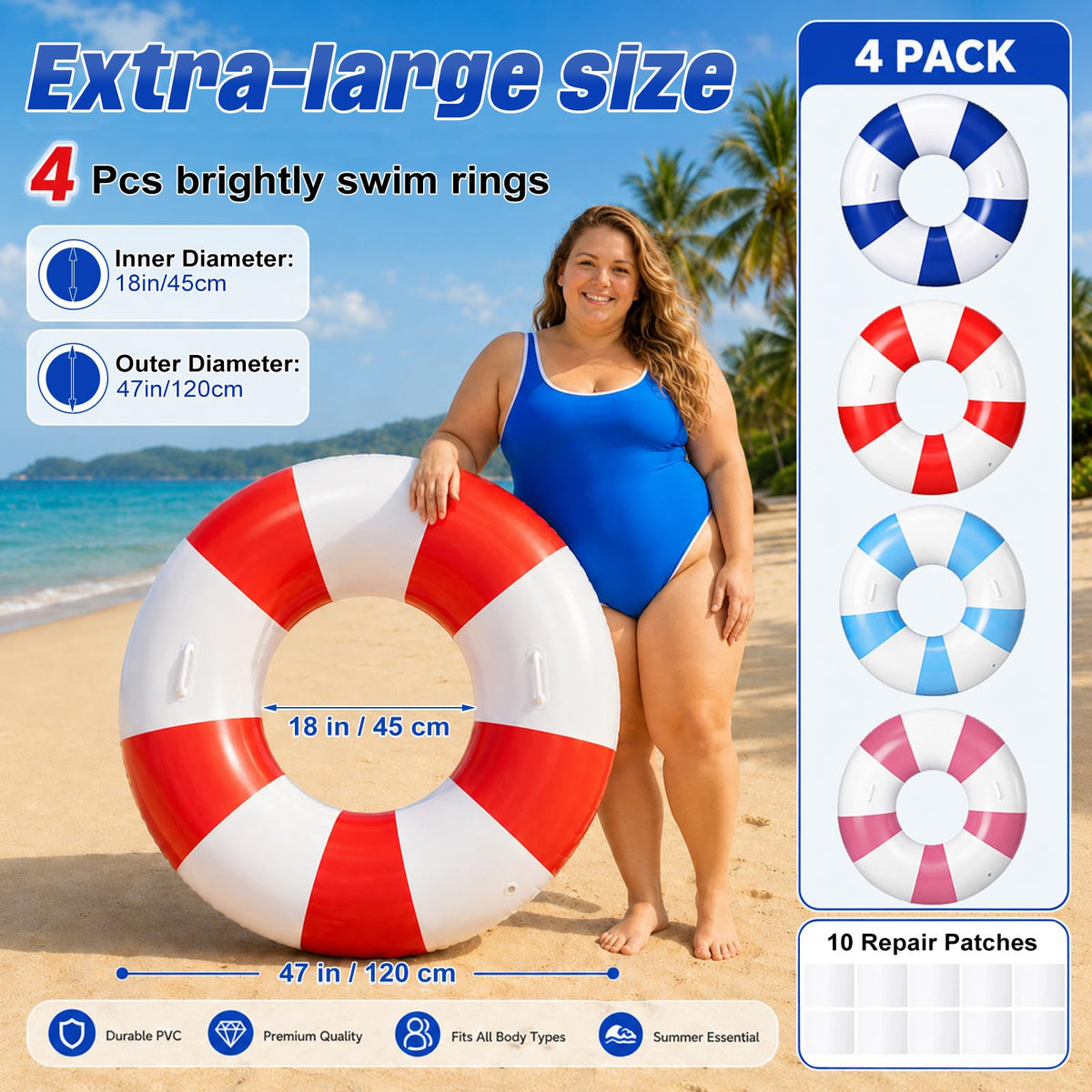 Inflatable Pool Floats 4 Pack X901737
