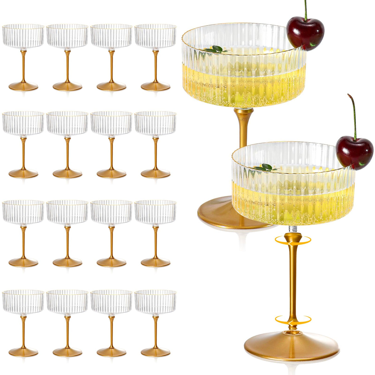 24 Pcs 9 Oz Champagne Martini Glasses Set J52837