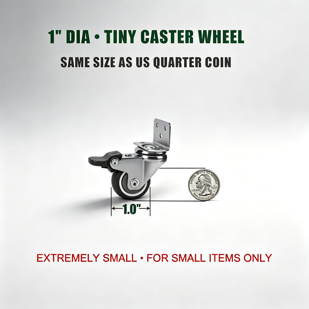 1" Low Profile Caster Wheels Set of 4 D7758