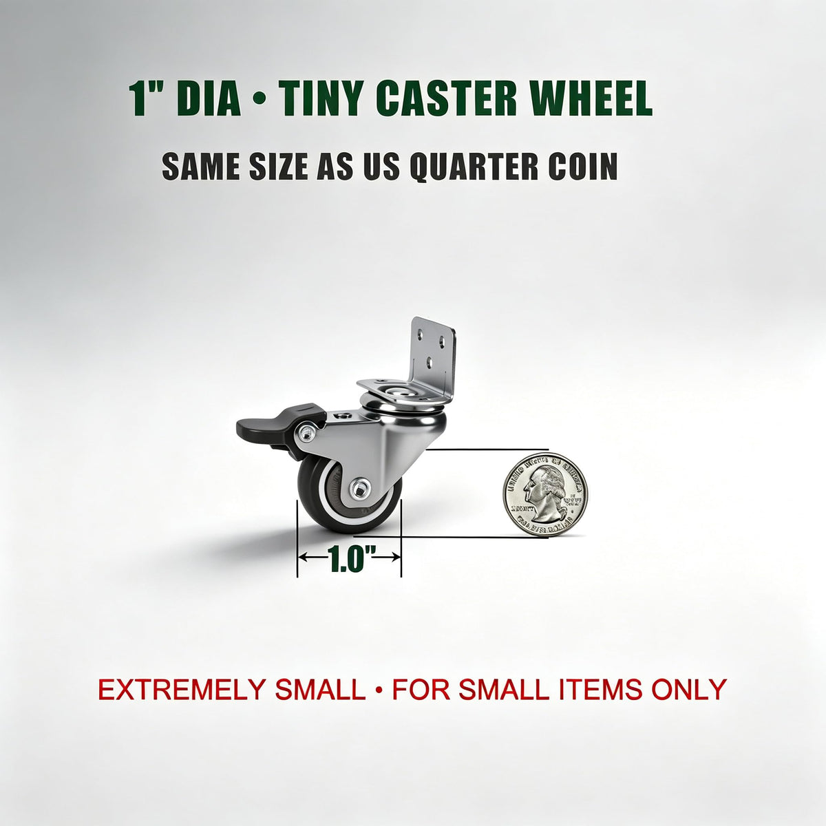 1" Low Profile Caster Wheels Set of 4 D7758