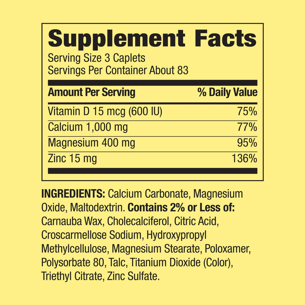 Calcium Magnesium Zinc with D3 Caplets 250ct Y35395