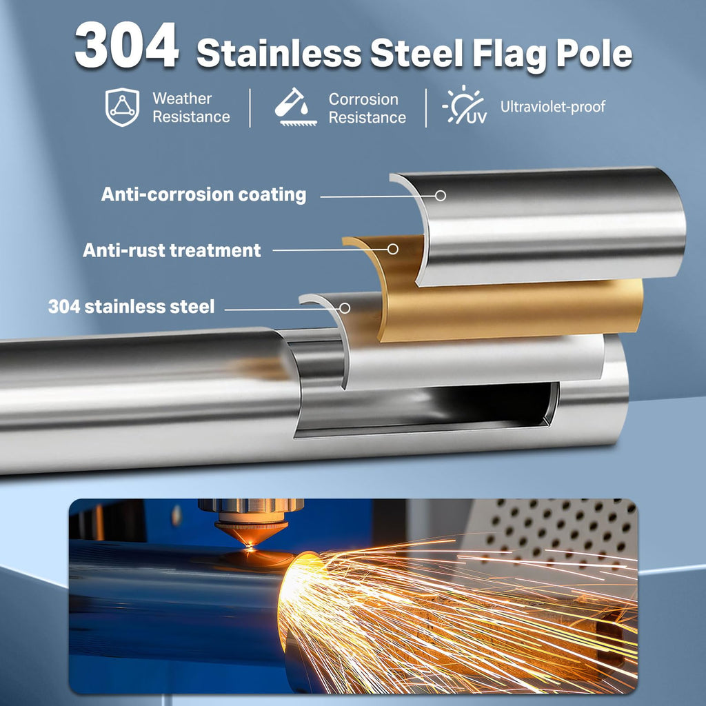 6FT 304 Stainless Steel Flag Pole C74813