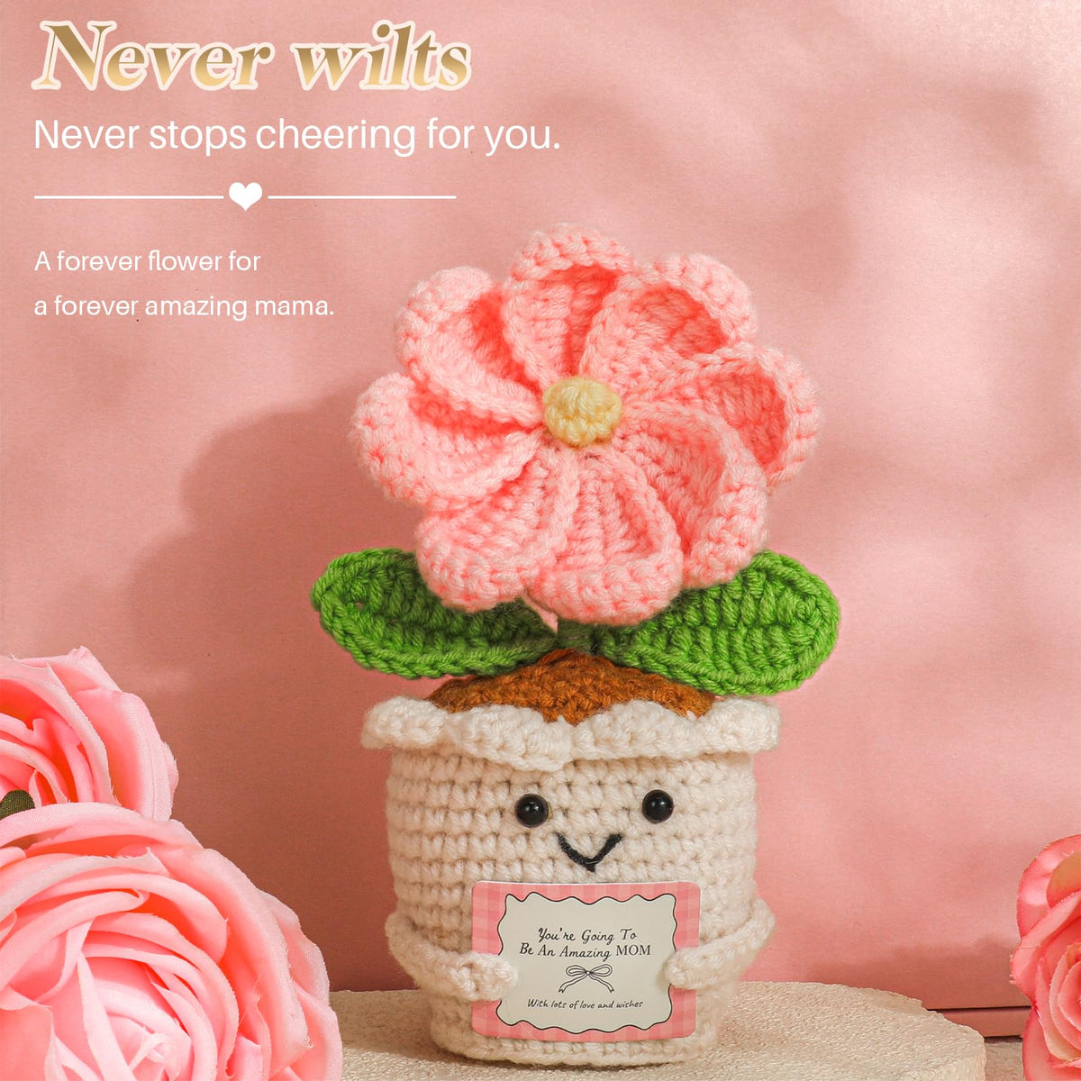 Mom Gift Basket with Blanket, Glass Cup, Candle, Socks & Crochet Flower W856740