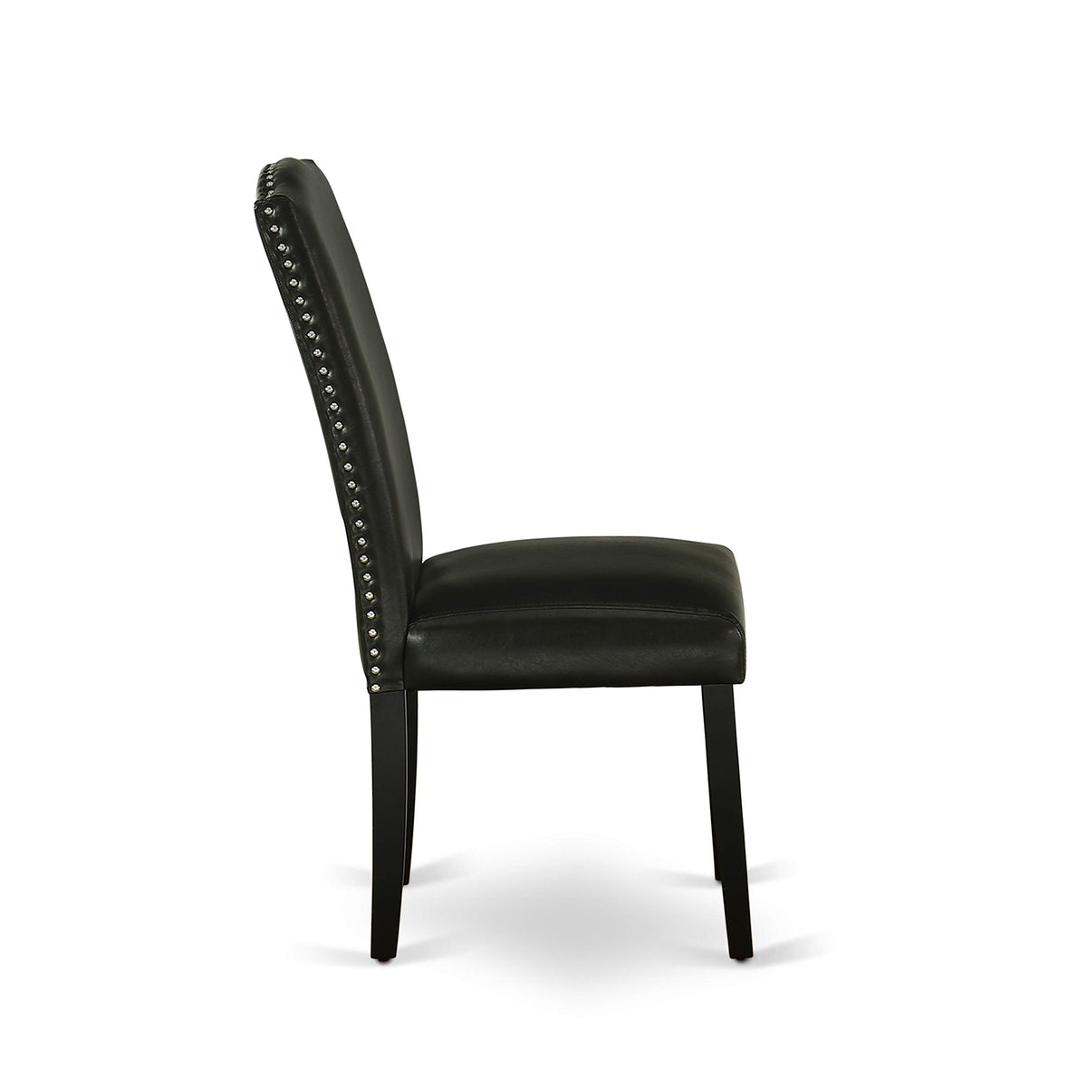 Black Faux Leather Padded Dining Chairs Set of 2 N7954