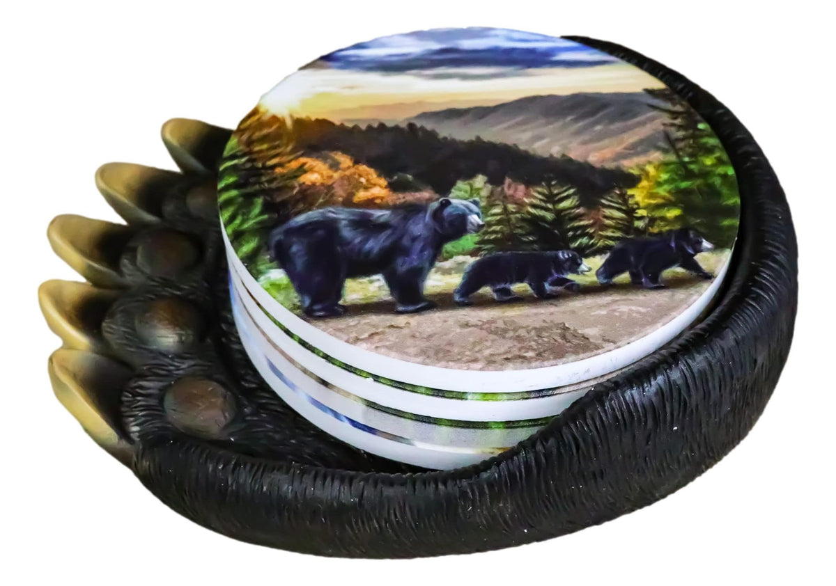 Black Bear Paw Coaster Set with 4 Coasters K76194