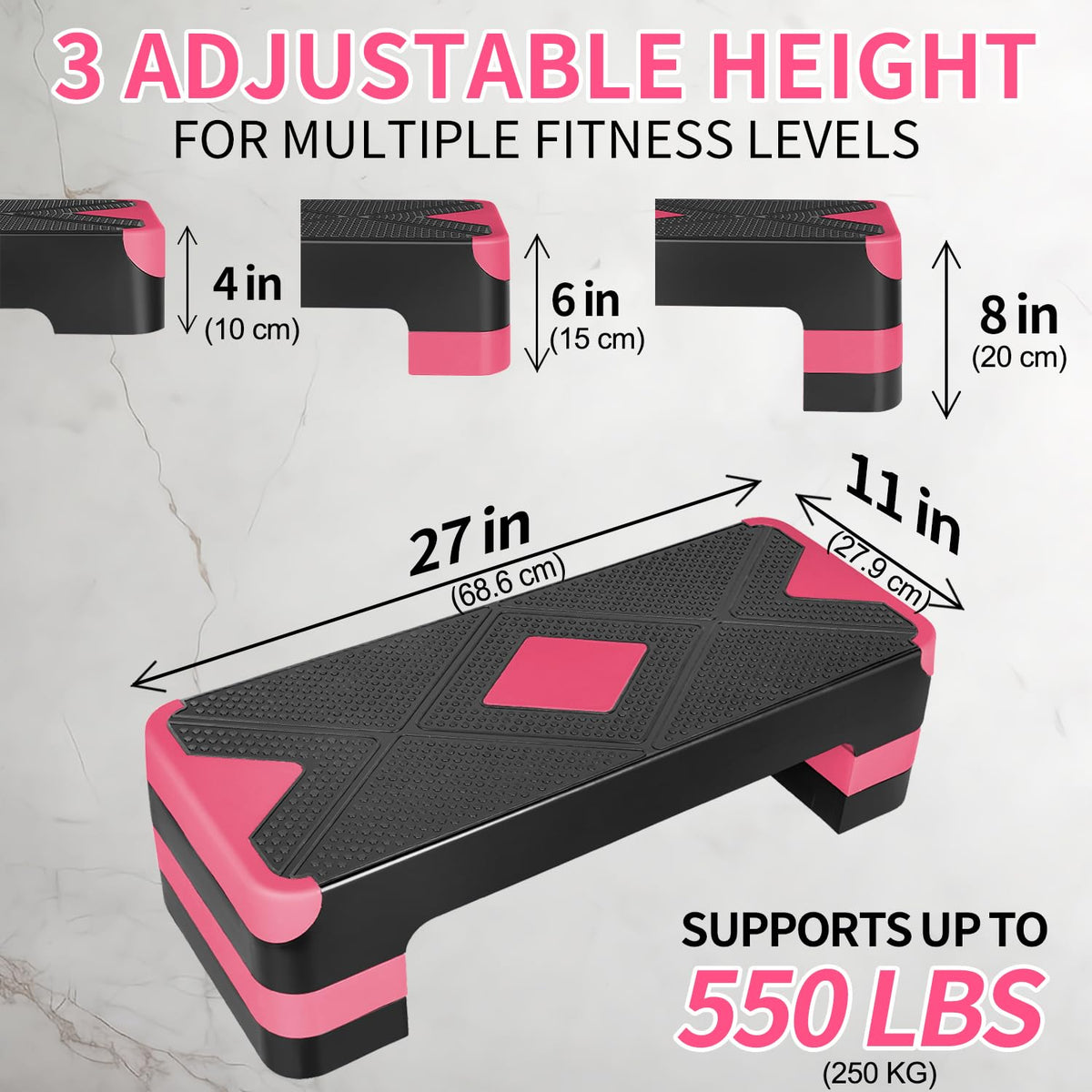 27" Adjustable Aerobic Exercise Step Platform T28748