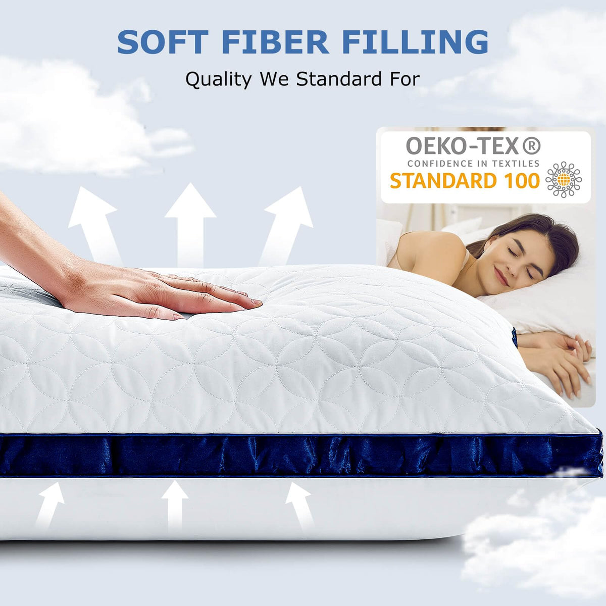 King Size Cooling Bed Pillows Set of 2 Down Alternative D373