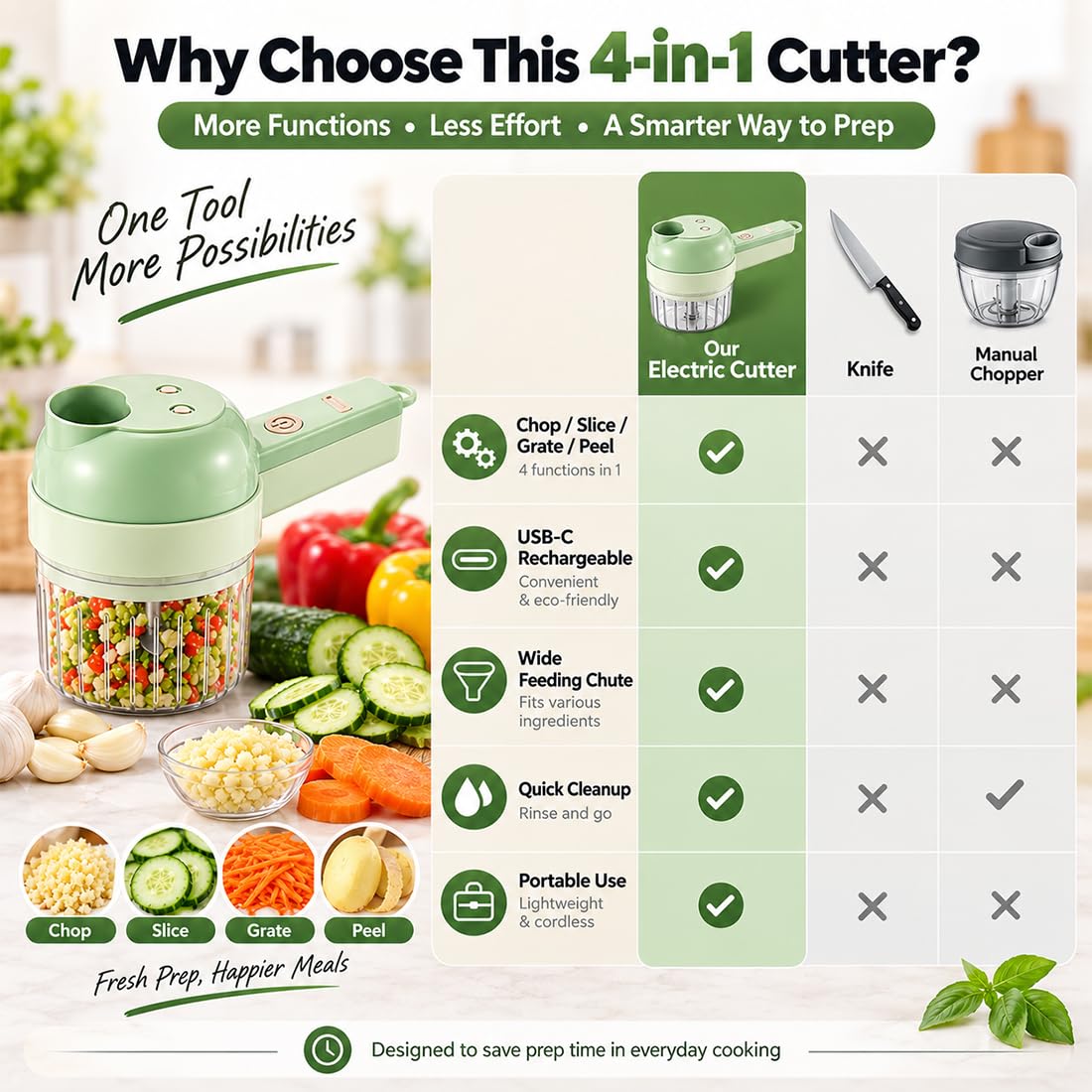4 in 1 Wireless Electric Vegetable Chopper Q836320