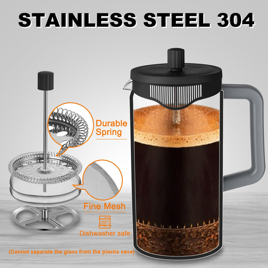 21 oz Heat-resistant Borosilicate Glass French Press Coffee Maker D206