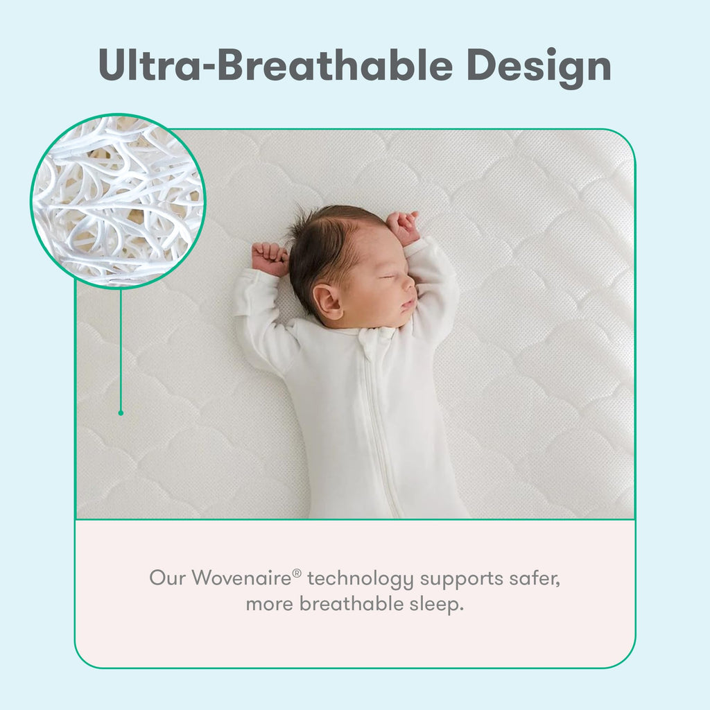 Grey Breathable Washable Crib Mattress & Toddler Bed L687