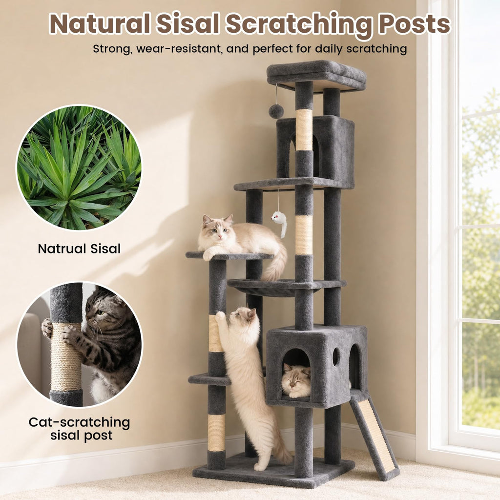 70 Inches Indoor Cat Tree with Ladder U30752