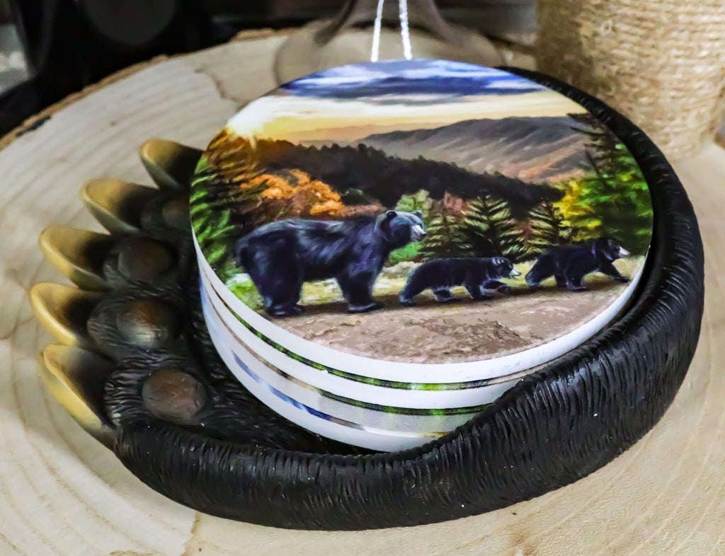 Black Bear Paw Coaster Set with 4 Coasters K76194