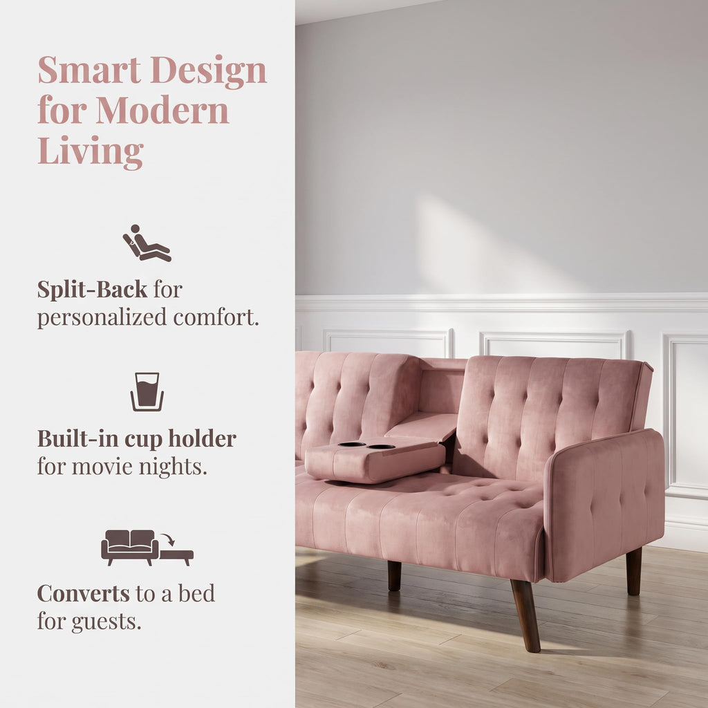 Pink Convertible Sleeper Sofa I326