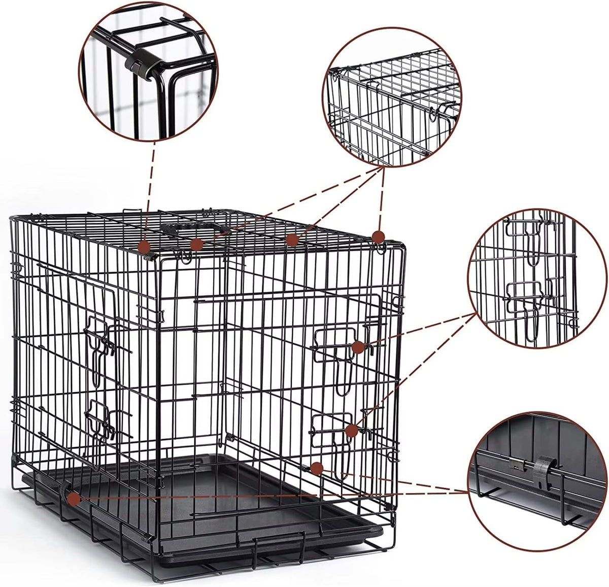 48 inch Portable Folding Dog Crate with Slide Out Tray L842422