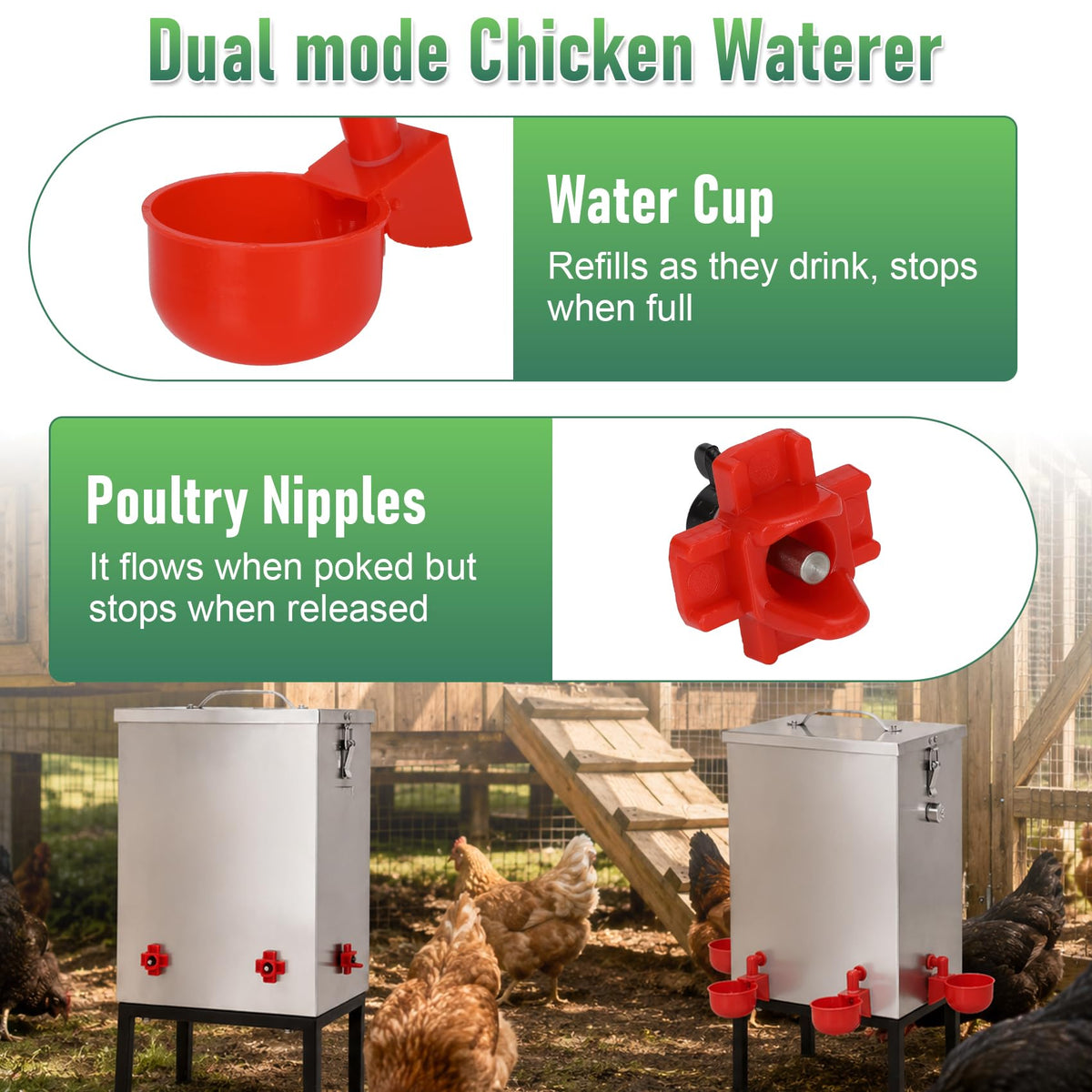 3 Gallon 304 Stainless Steel Automatic Chicken Waterer I765