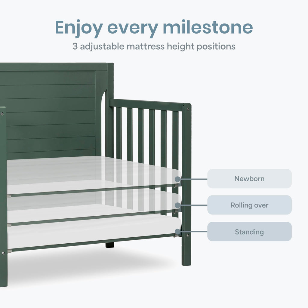 4-in-1 Convertible Mini Baby Crib with Mattress Pad B5778