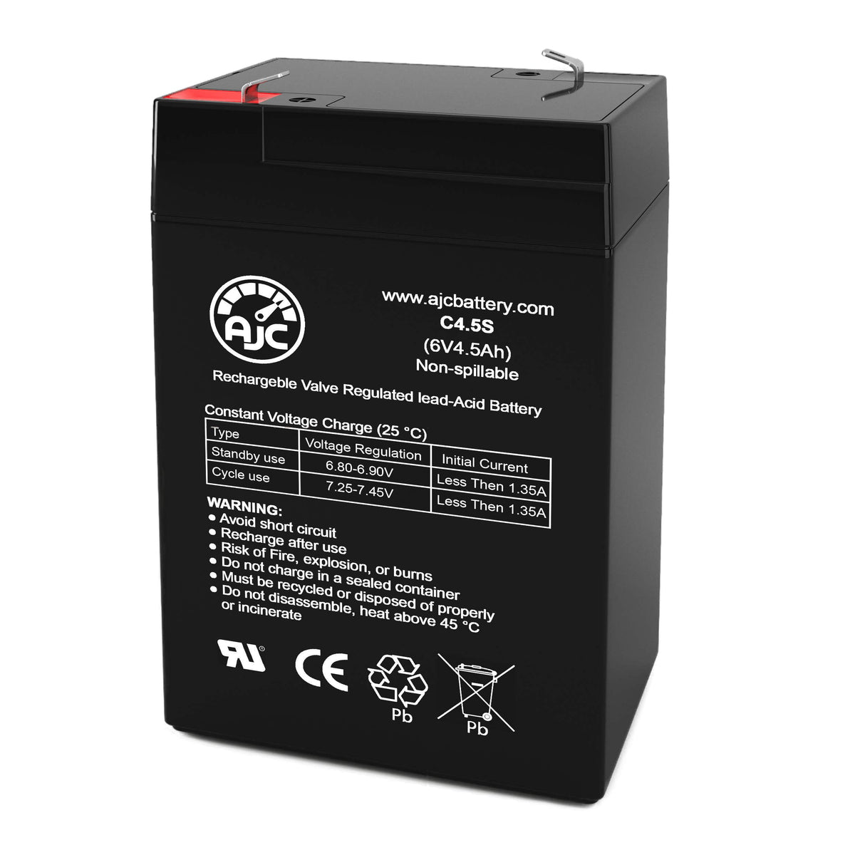 6V 4.5Ah Sealed Lead Acid Battery E578