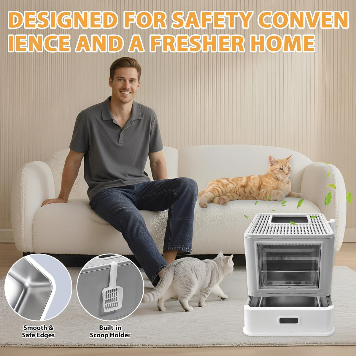 XL Stainless Steel Cat Litter Box with Drawer I75208