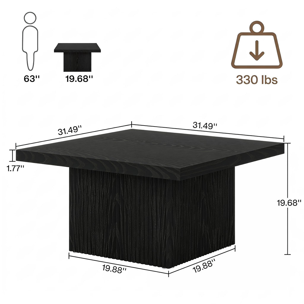 31.5" Square Fluted Wood Coffee Table A958