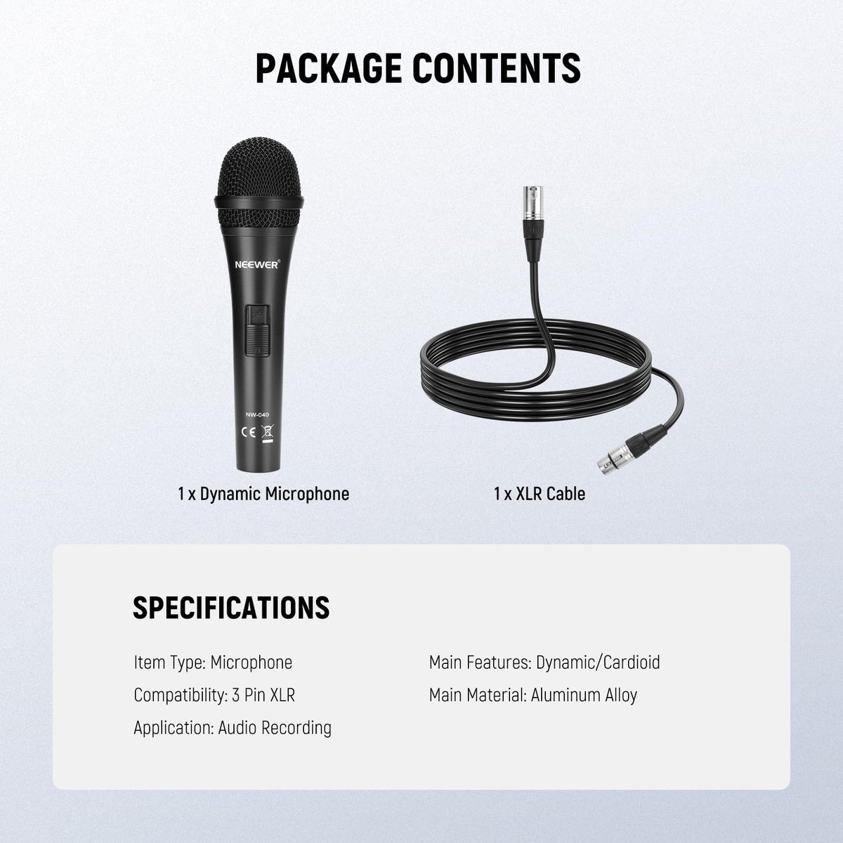 Cardioid Dynamic Microphone with XLR Cable J67067