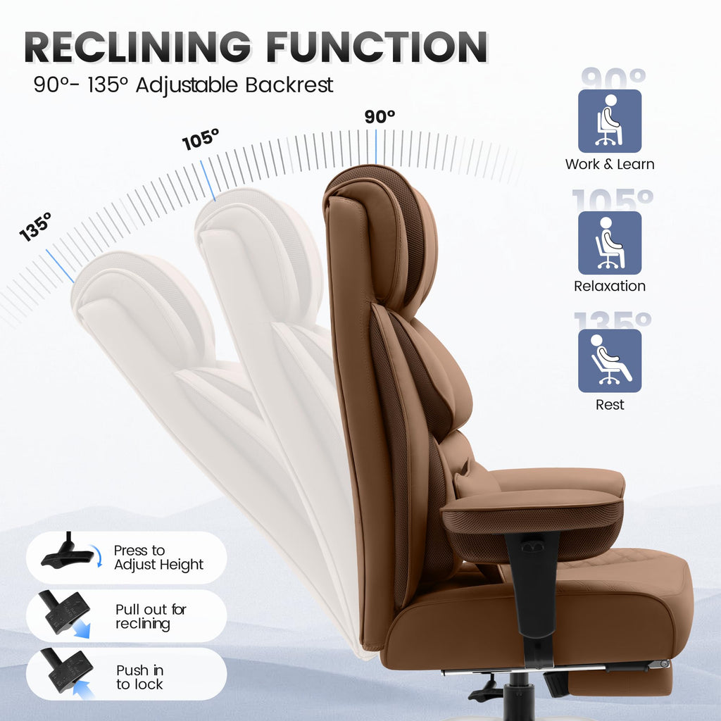 Big and Tall Leather Gaming Chair with Footrest S20413