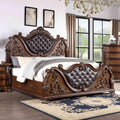 Brown Cherry California King Size Tufted Leatherette Bed T982132