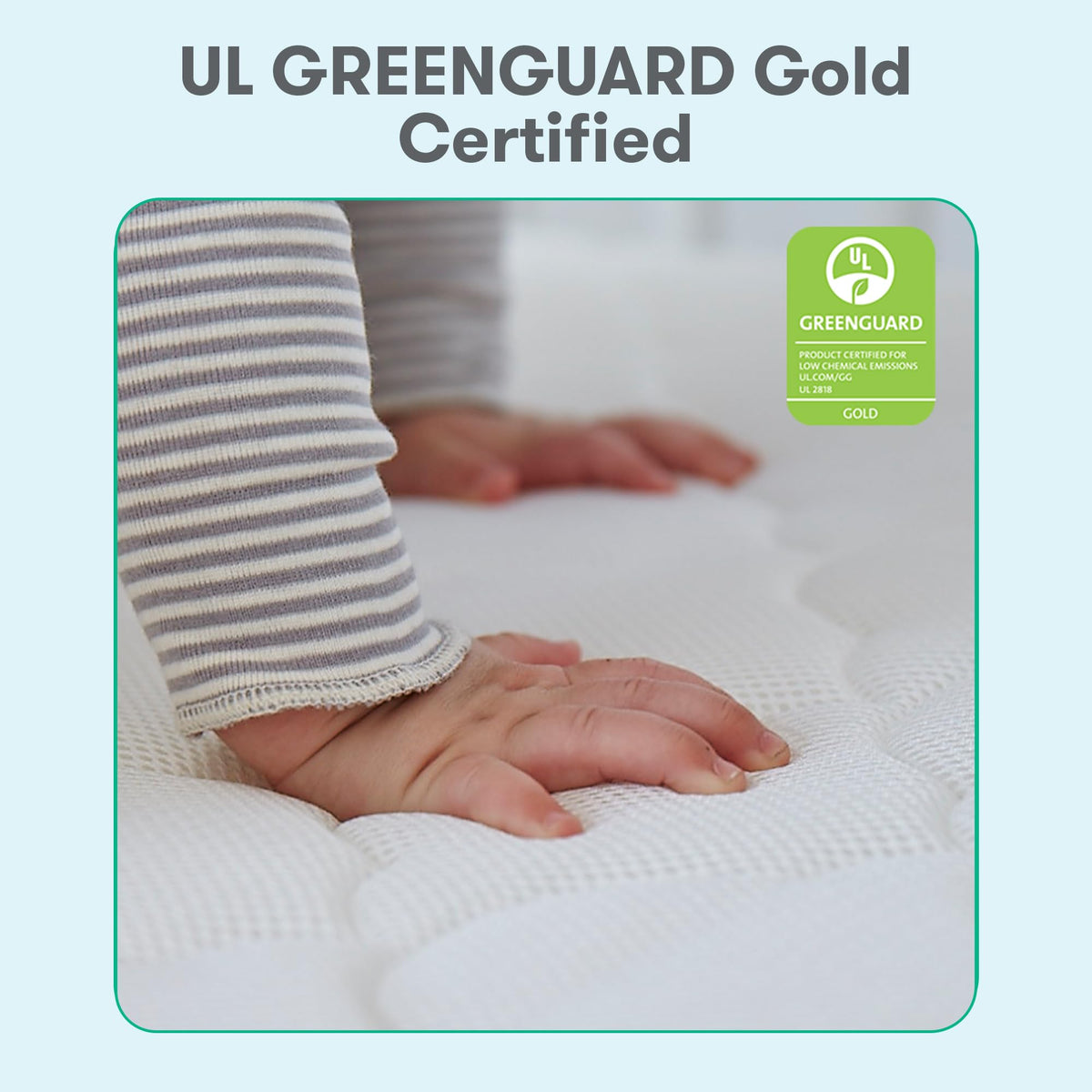 Grey Breathable Washable Crib Mattress & Toddler Bed L687
