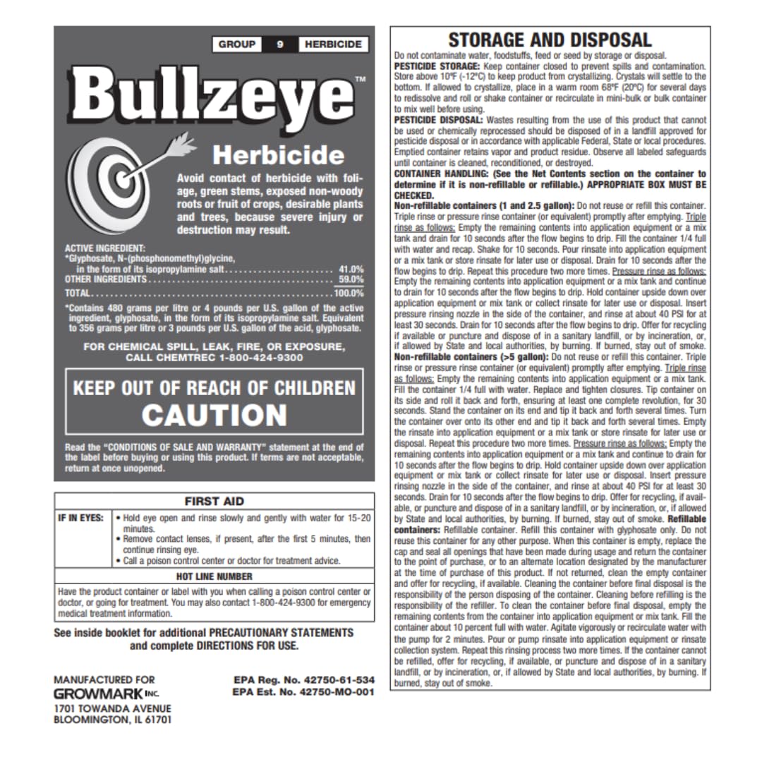 41% Glyphosate Herbicide 2.5 Gallon L819376