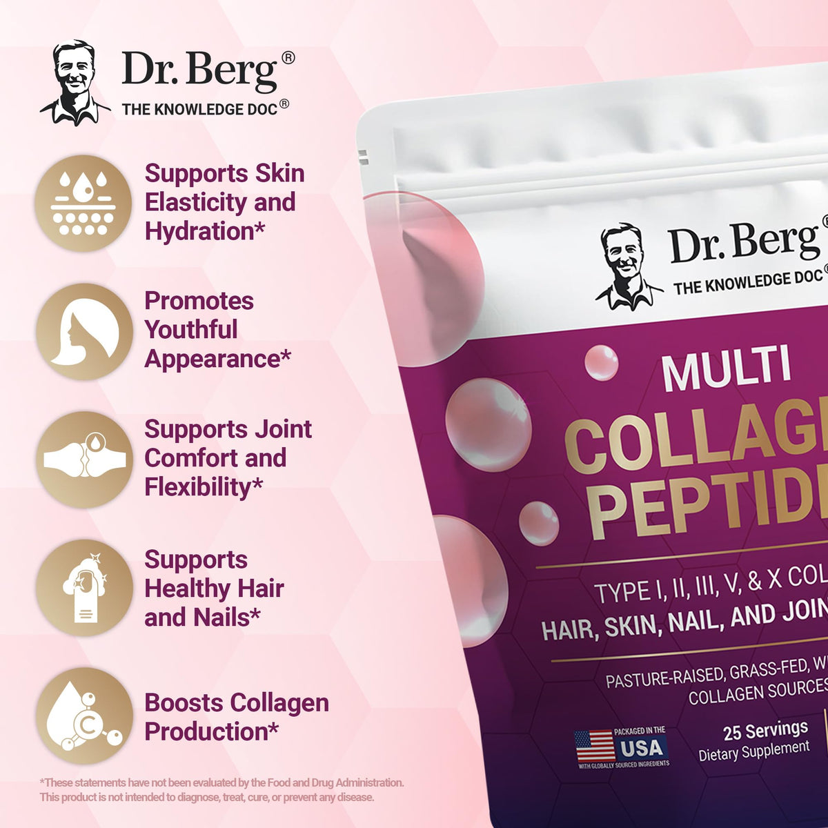 Unflavored Multi Collagen Peptides Powder 25 Servings J4686